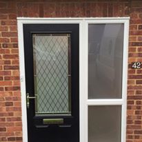 Black Composite Front Door with Etched Diamond Glass